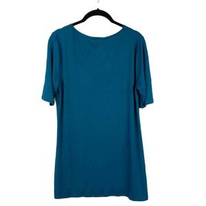 Ellen Tracy Top Short Sleeve Teal Womens  Medium